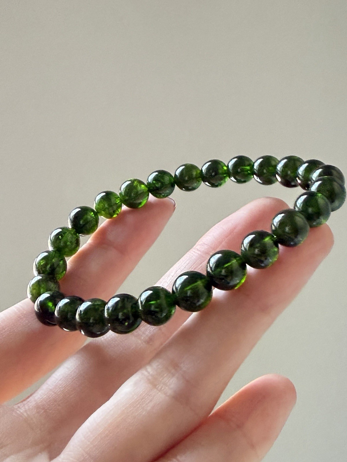 Transparent Chrome Diopside Deep Emerald Green Natural Gemstone Bracelet