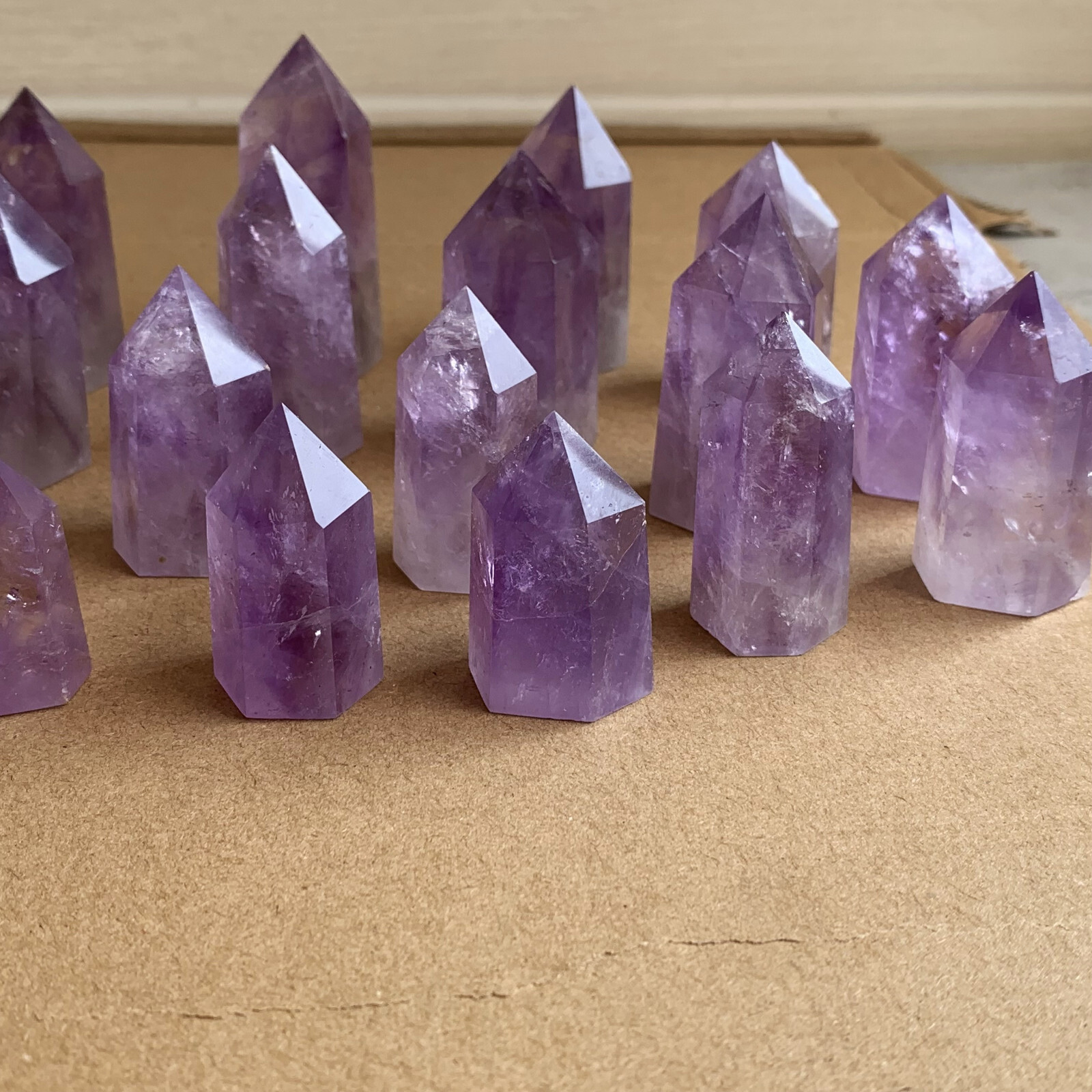 10pcs natural amethyst quartz obelisk crystal Tower wand point healing 35-75mm14