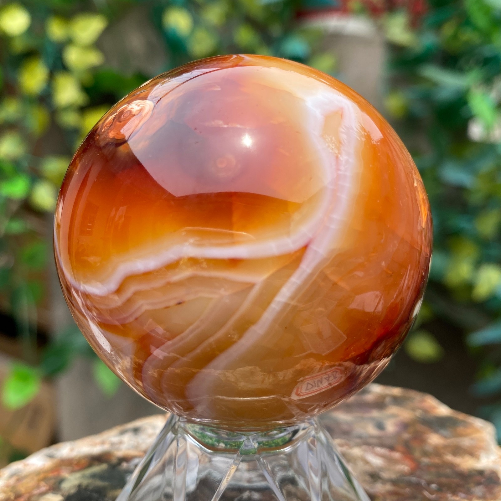 290g Natural red striped agate crystal ball mineral specimen Sphere