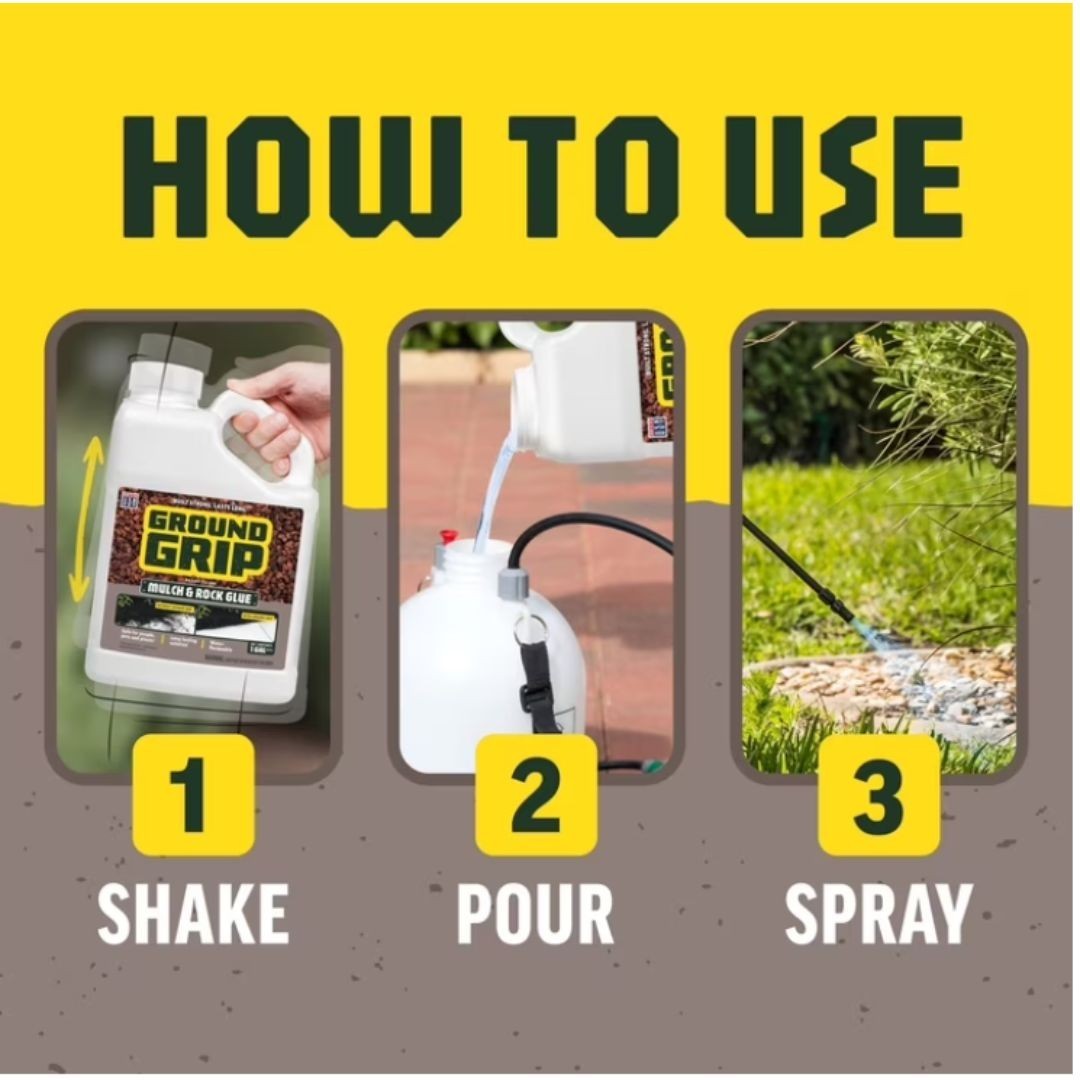 Ground Grip Mulch & Rock Bonding Glue for Landscaping 1 Gallon