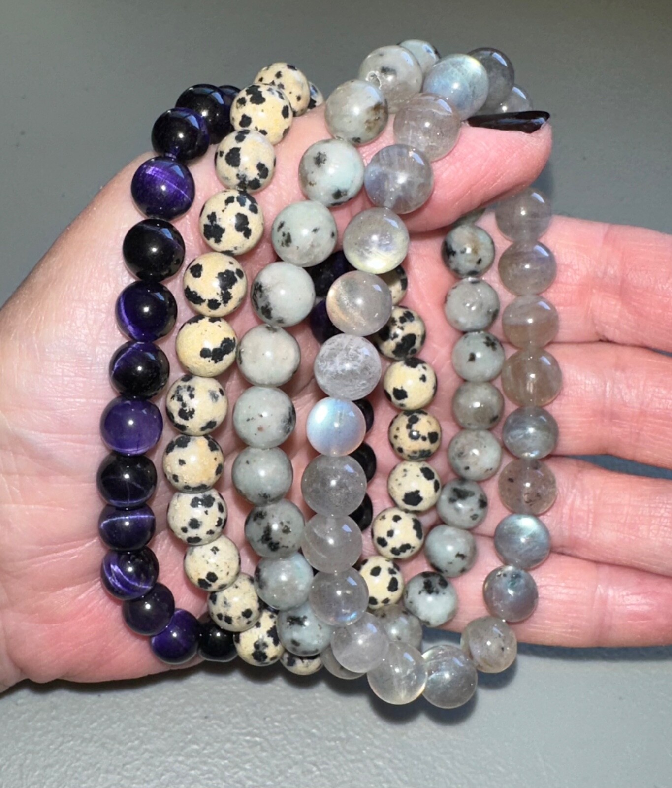 Set of 4 different Quartz Crystal Bracelets 8”, Metaphysical,Jewelry,Gem,Unique