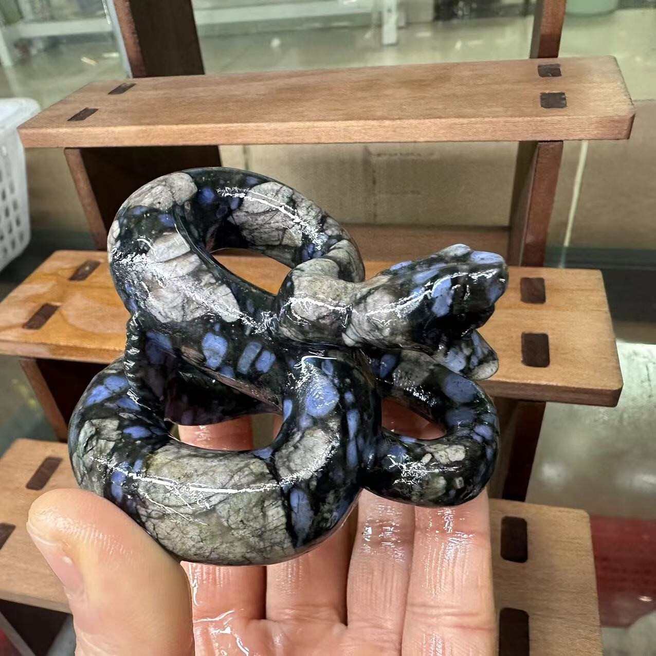 natural Rhyolite quartz crystal handmade engrave snake skull healing 1pc