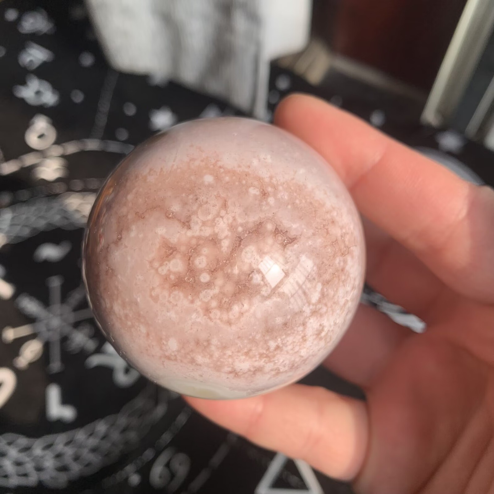 55mm 239g Pink Amethyst Sphere Ball Druzy Crystal Stone Energy Work & Home Decor