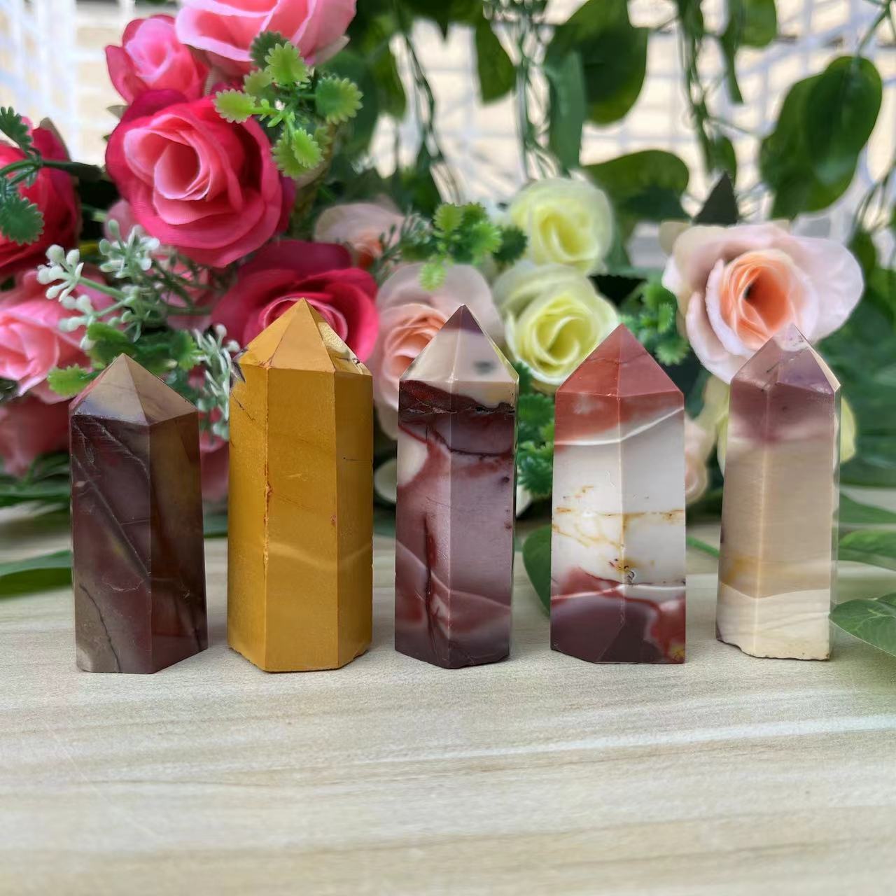 Lot 0.5Lbs Natural Mookaite Obelisk Quartz Crystal Wand Point Healing 5Pcs