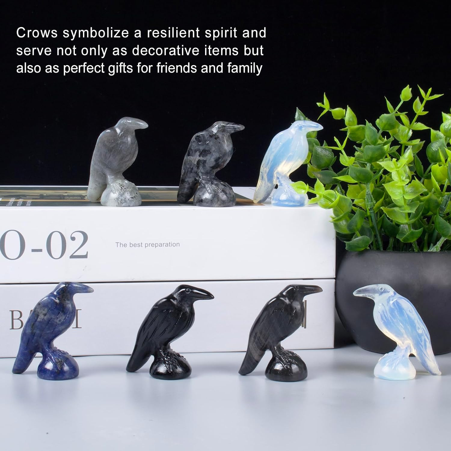 Labradorite Raven Statue Healing Crystal Figurines Lucky Gift Decor | 2 Inch Nat
