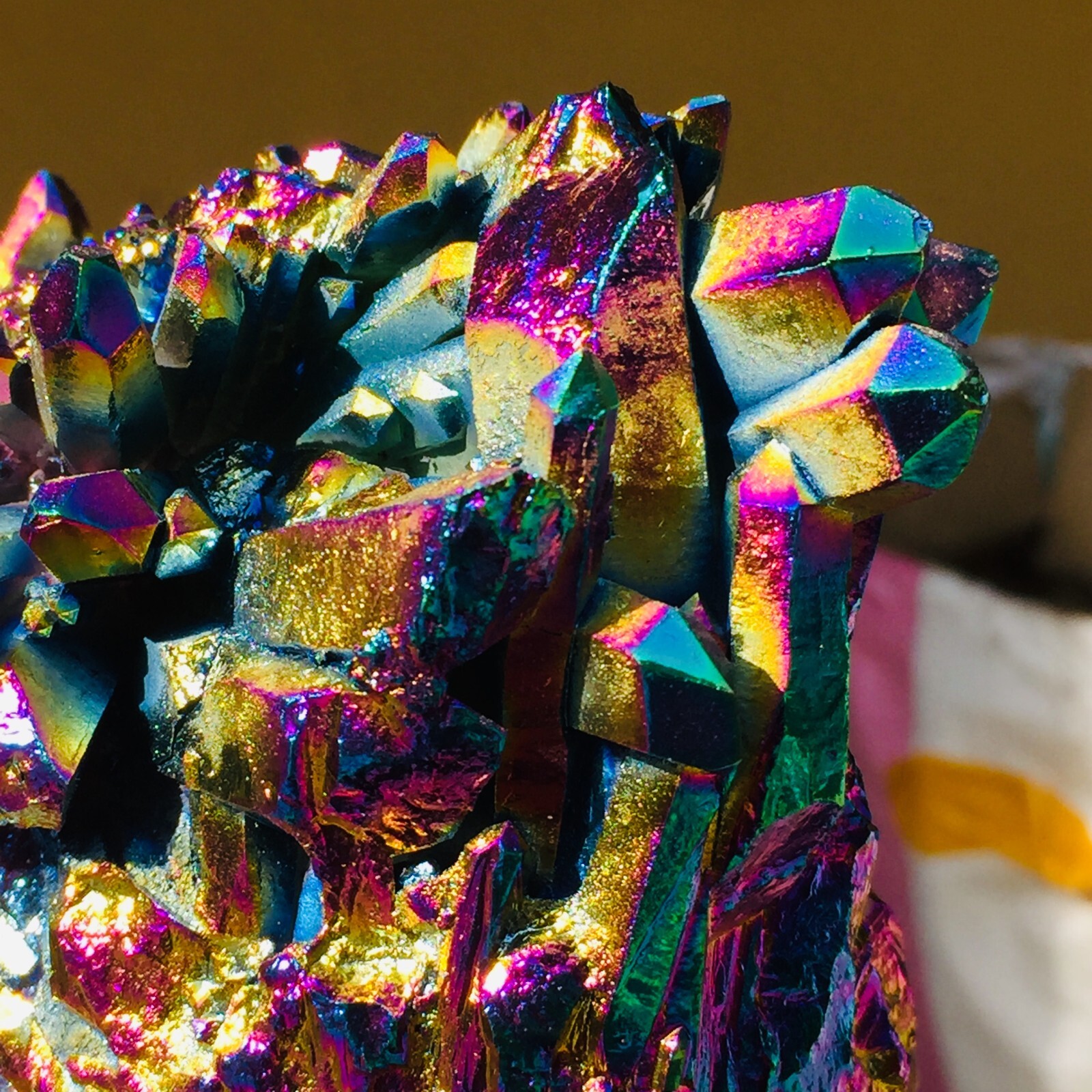 1015g Large Flaming Rainbow Quartz Titanium Crystal Cluster Specimen Healing