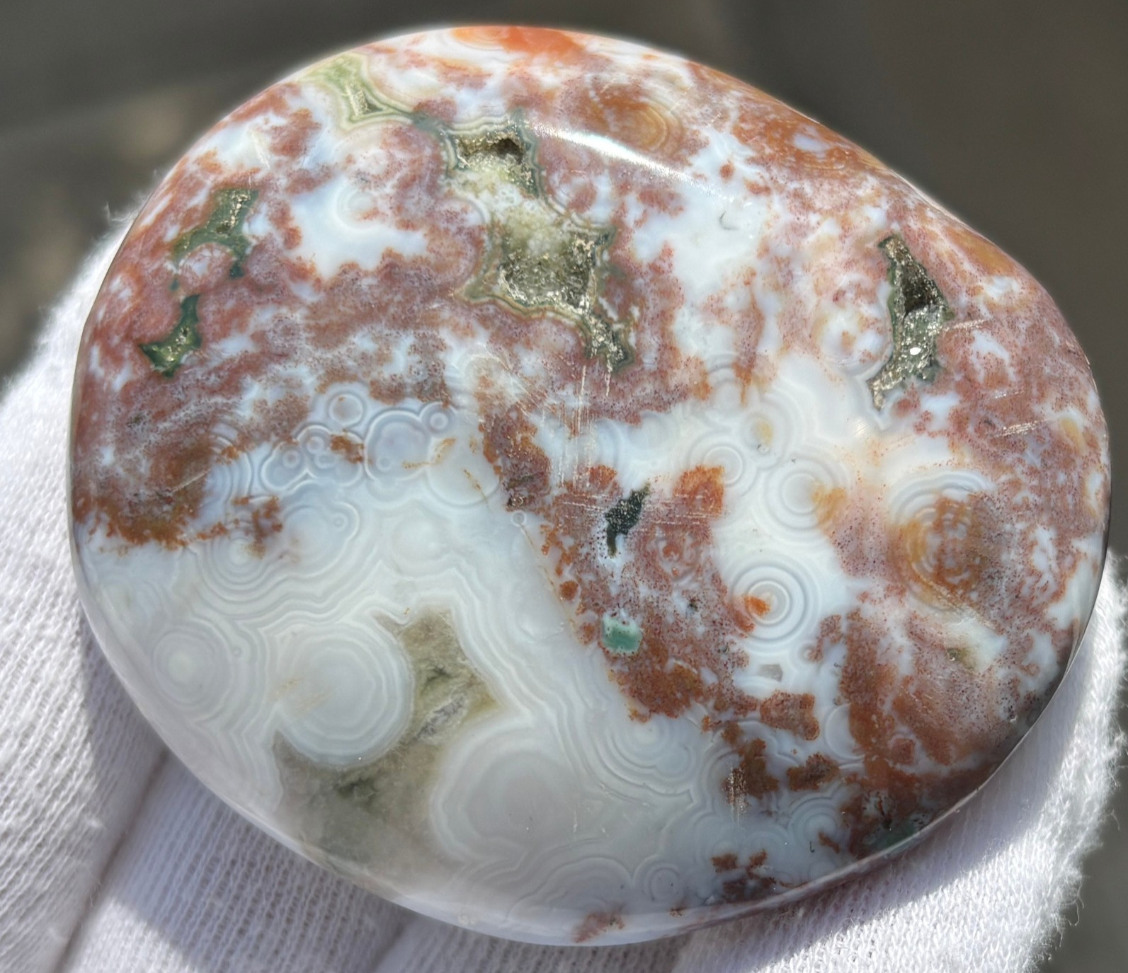 188g LOT 2 OCEAN JASPER 8th VEIN 8 PALMSTONE OJ PALM STONES STONE