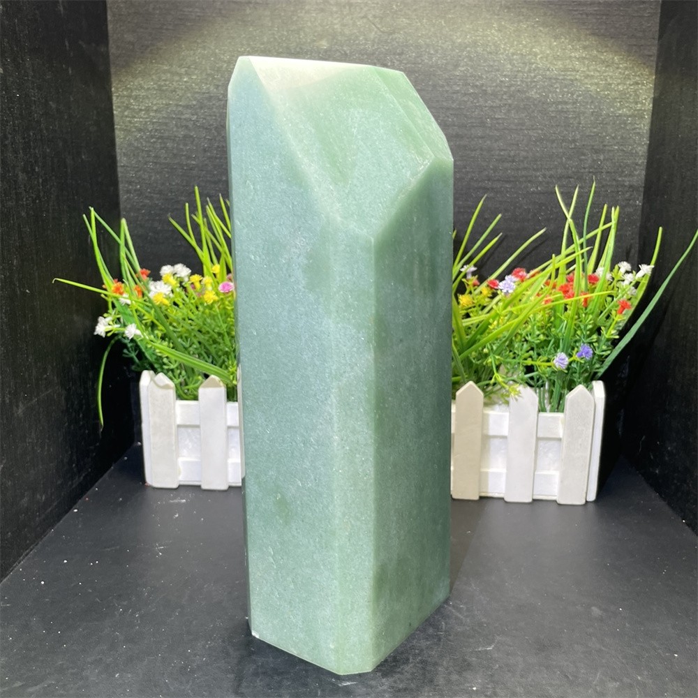 8LB 9.8″ Natural Green Aventurine Obelisk Tower Crystal Quartz Reiki Cuttable