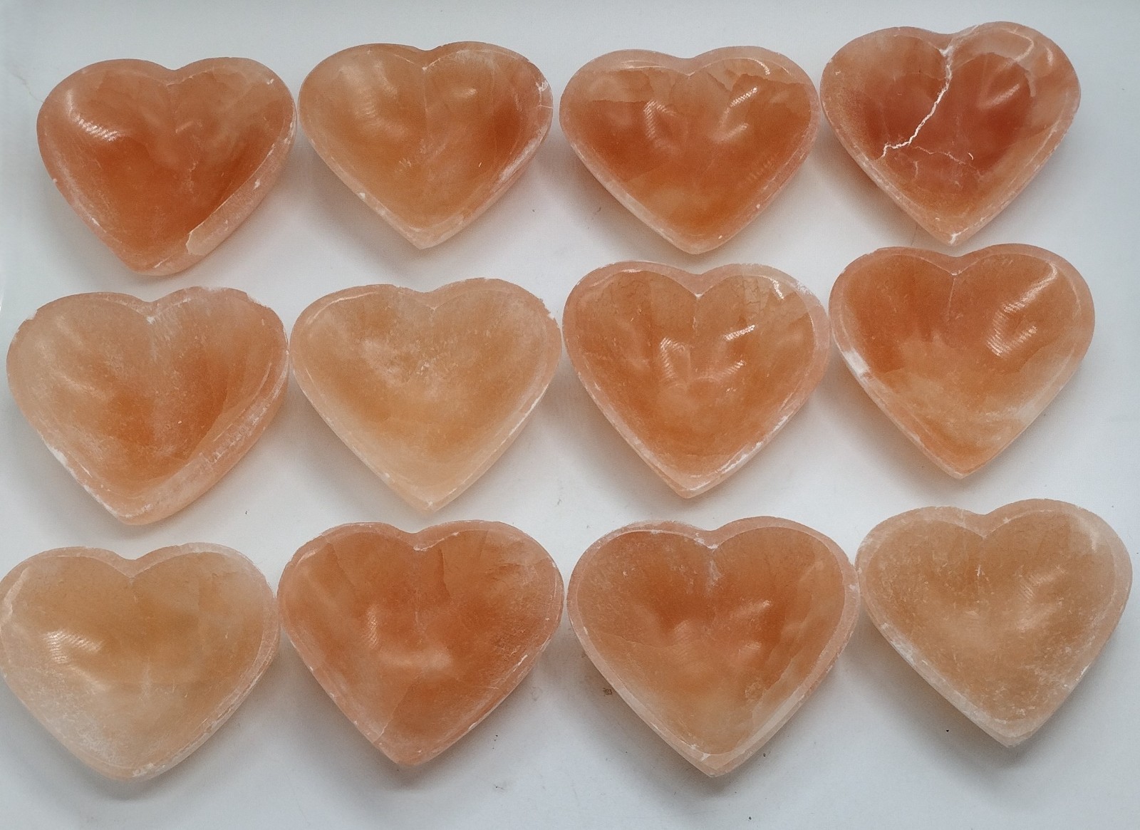 Wholesale Peach Selenite Heart 3” | Satin Spar Crystal Carving | Bulk Lots