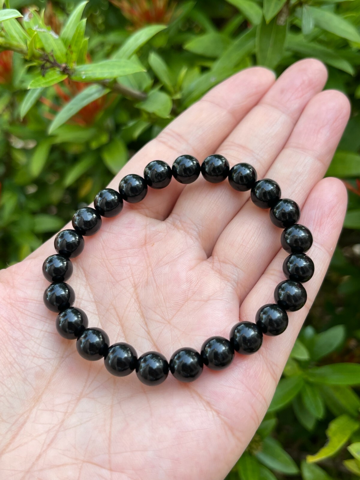 Grade A++ Black Obsidian Bead Bracelet 8mm, Genuine Obsidian Gemstone Bracelet