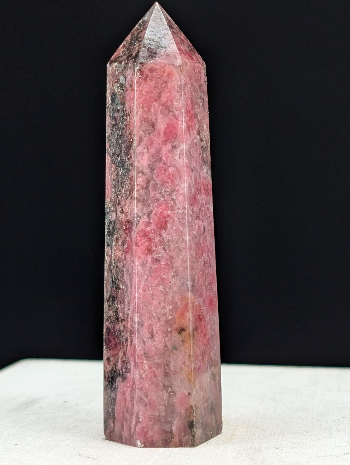 Rhodonite Tower Pink Crystal Gemstone Point Chakra Wand