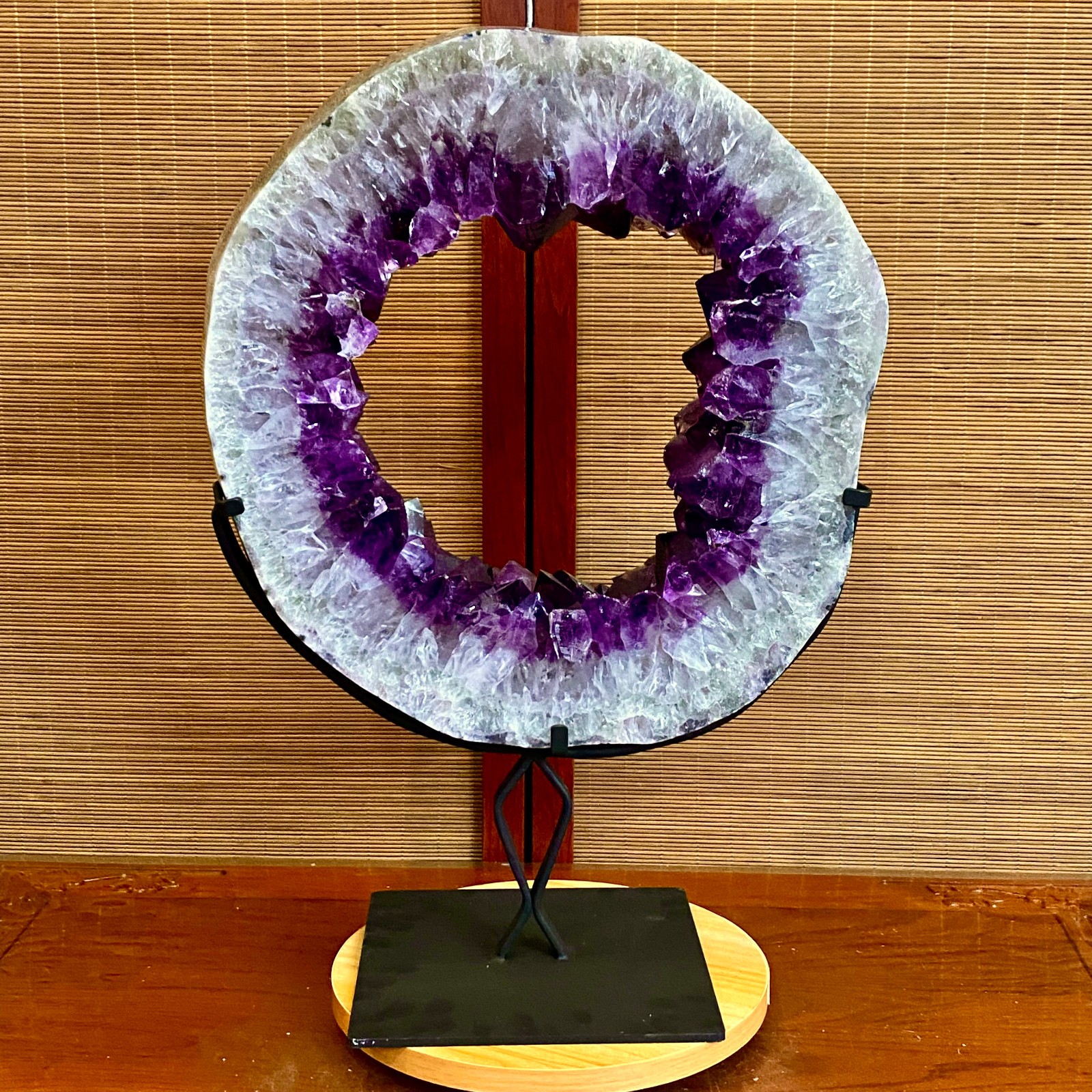 28.4LB Natural Amethyst Cave Crystal Slice Crescent shaped Hand Cut Repai