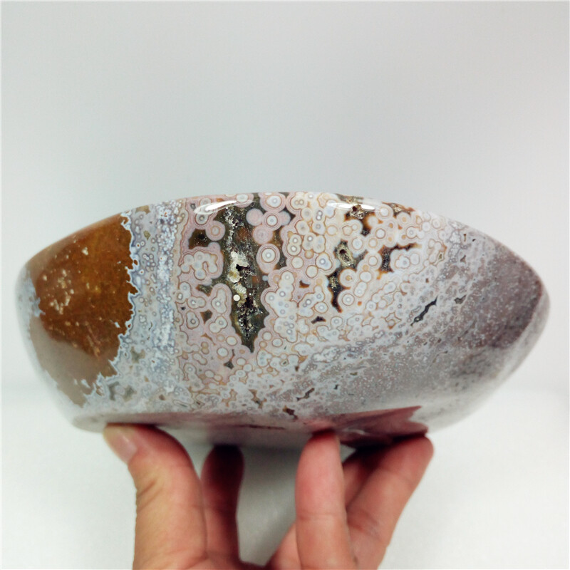 7.2″2.8lb Wonderful Polychrome Ocean Jasper Geode ashtray Coin/Soap dish MadY790