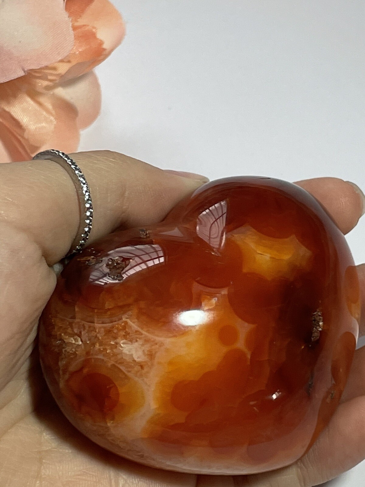 Genuine Natural Carnelian Puffy Heart Shaped