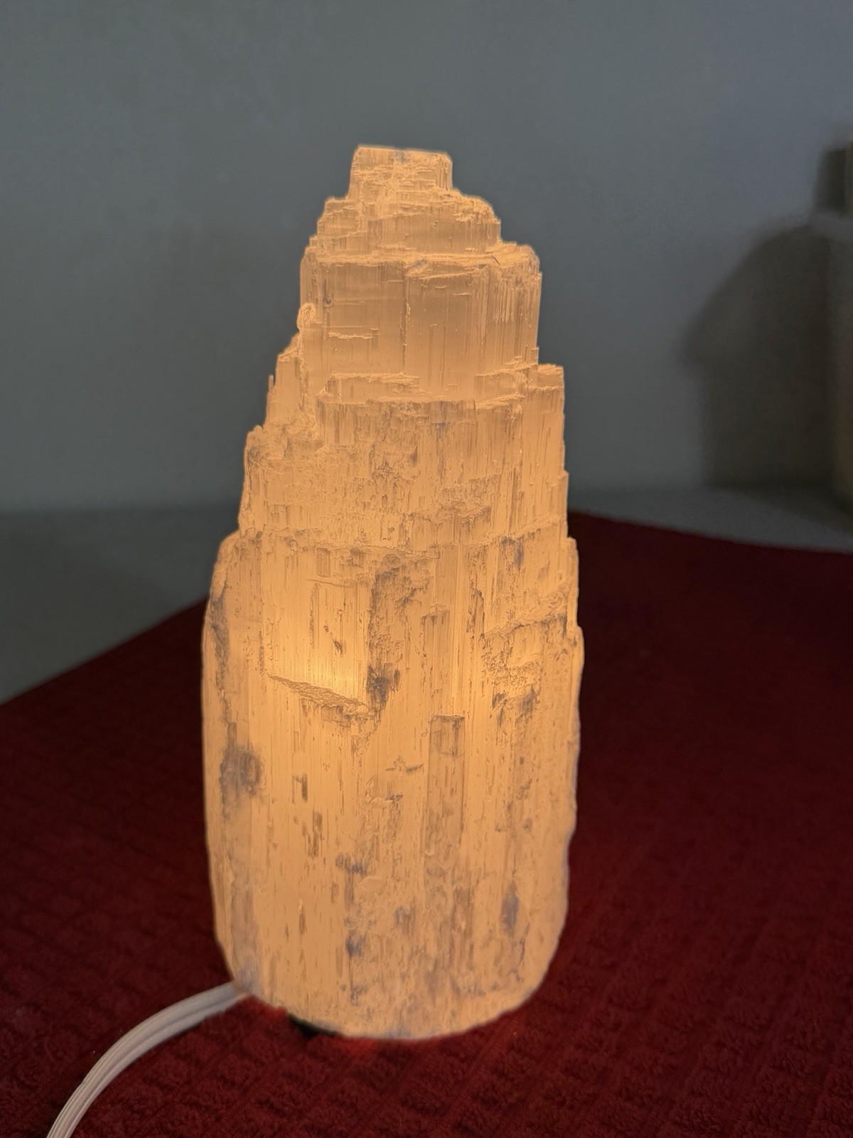 Selenite Crystal Tower Lamp Tower Skyscraper Healing Light 8.5” Tall