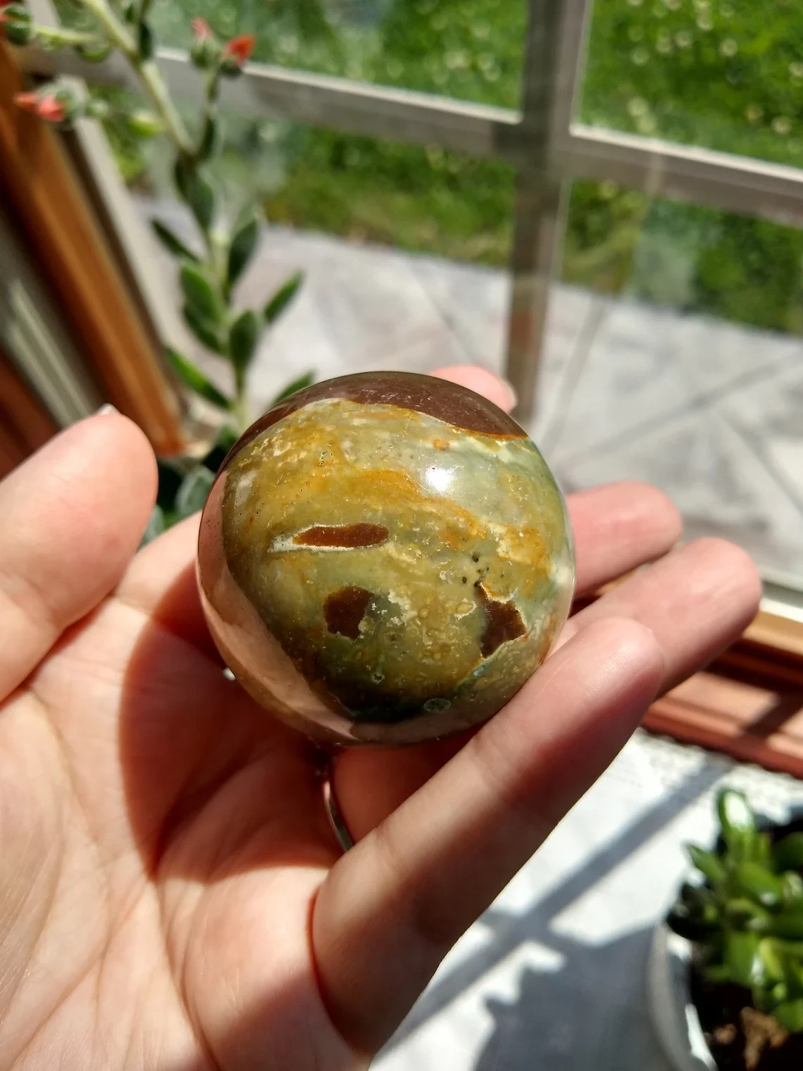Fancy Jasper Sphere, The Supreme Nurturer Stone, Jasper Gemstone Crystal Heart