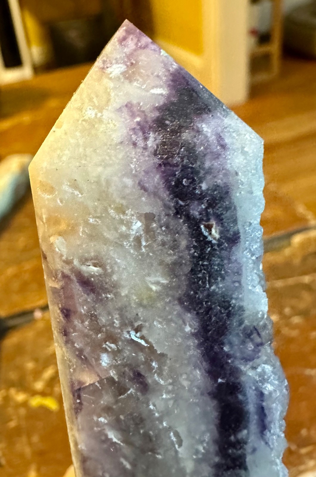 Purple fluorite crytal tower carving with banding Free shipping