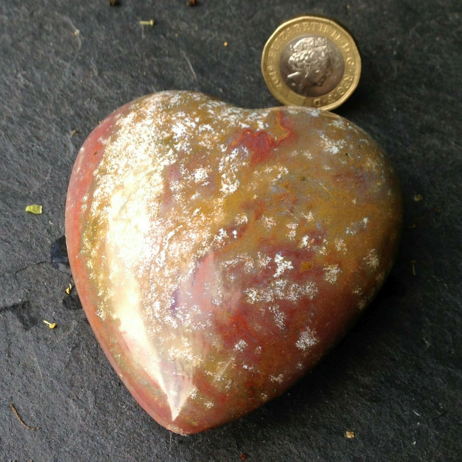 Large Ocean Jasper Crystal Drusy Heart Atlantis Stone Love 188g 6.93×7.45×2.9cm