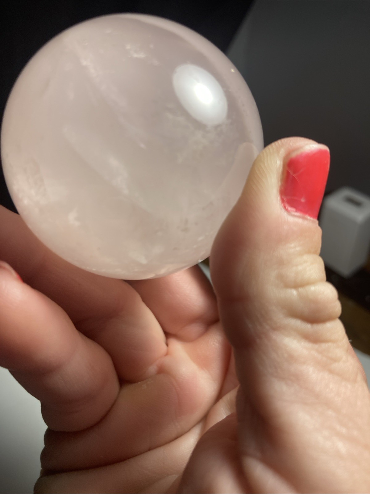 Madagascar Pink Rose, Quartz, Crystal Spear Orb Polished Crystal Ball Stone