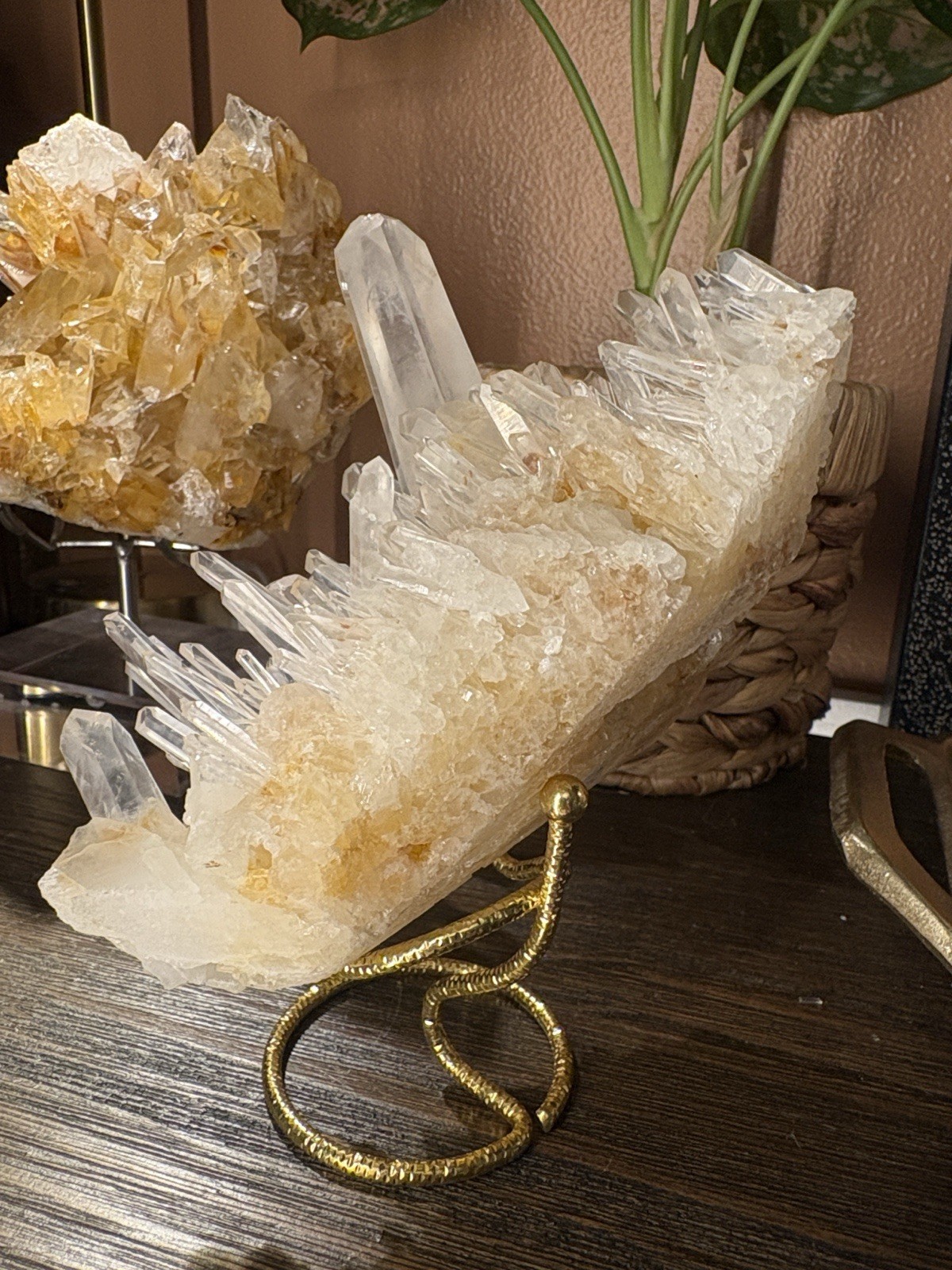 Golden Lemuriam Quartz Cluster Approx 6in x 4in