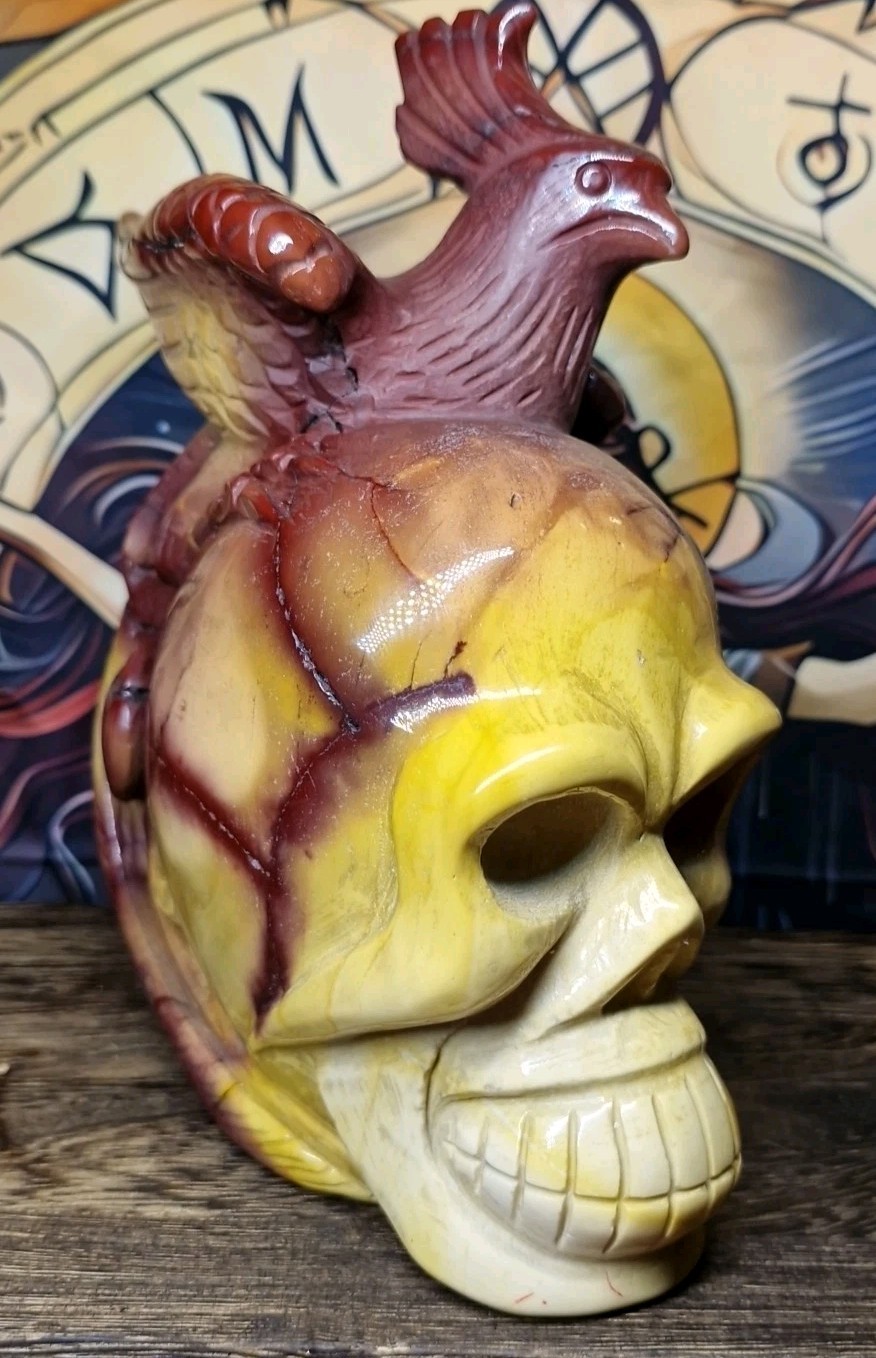 Mookaite Crystal Phoenix Skull – Big Hand Carved 2.46kg Statement Piece
