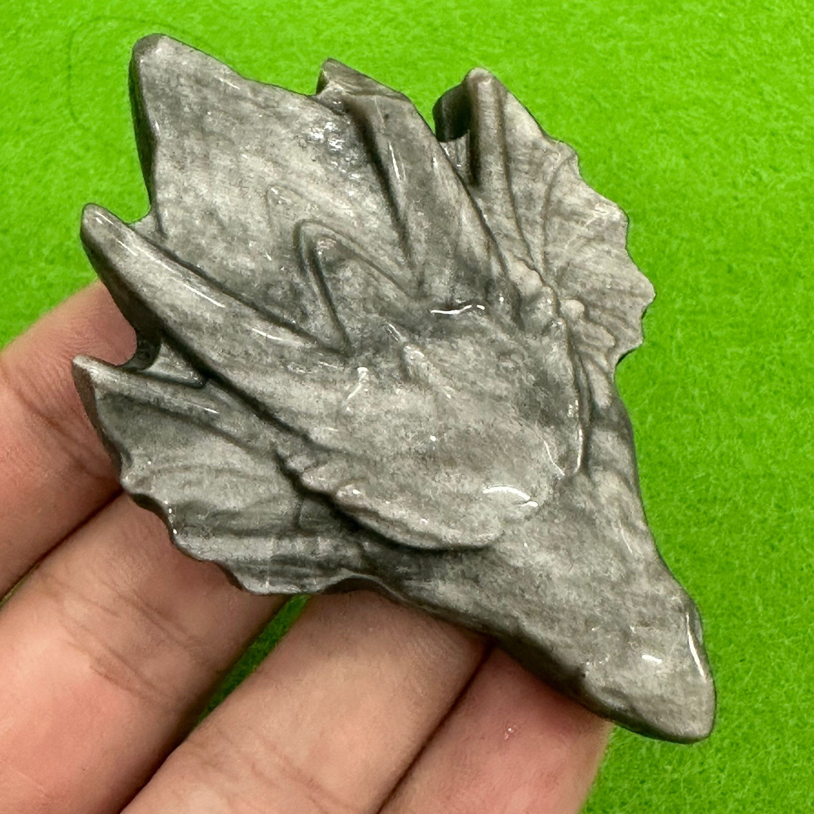 Natural Silver Obsidian Quartz Dragon Skull Crystal Specimen Reiki Healing 1PC