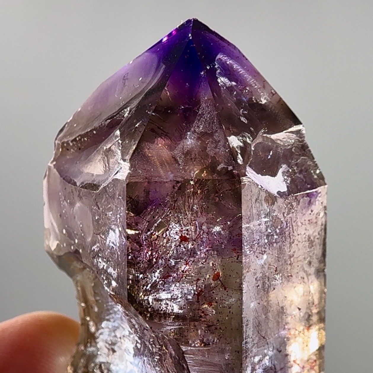 Large Moving Bubble! Rare Elestial Grape Jelly Shangaan Amethyst Enhydro Crystal