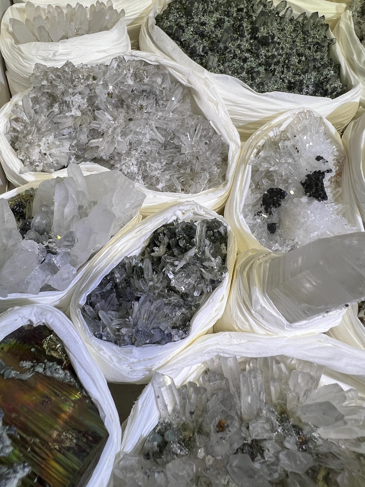 Bolivian Minerals Crystal Mixed Collection (Large 15×10 Inch Flat) Pyrite