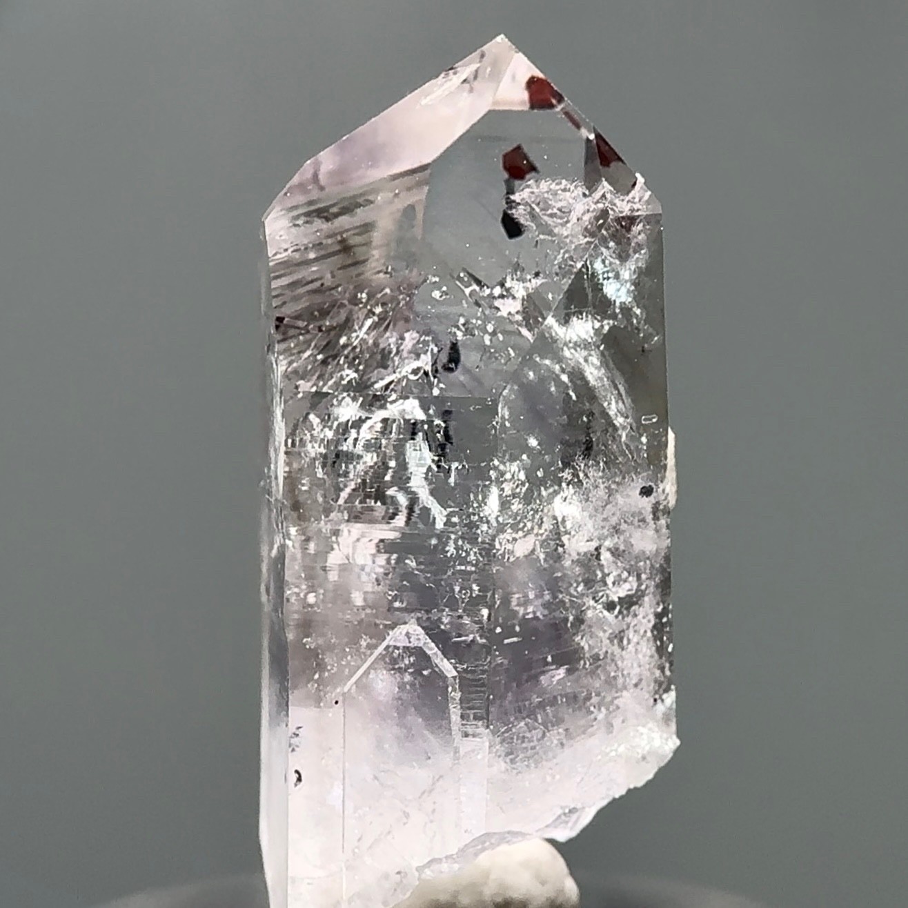 3 Moving Bubbles! Rare Harlequin Brandberg Quartz Enhydro w Lilac Phantoms