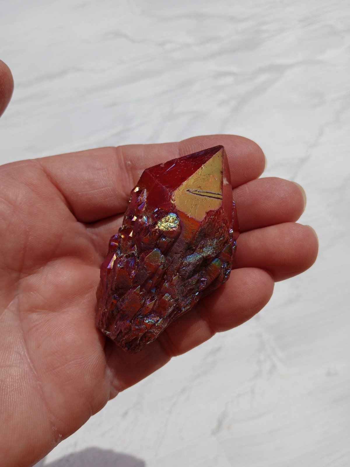 9 Pieces Irregular Rainbow 🌈 Titanium Aura Quartz Points! Healing, 2 Lbs! G1