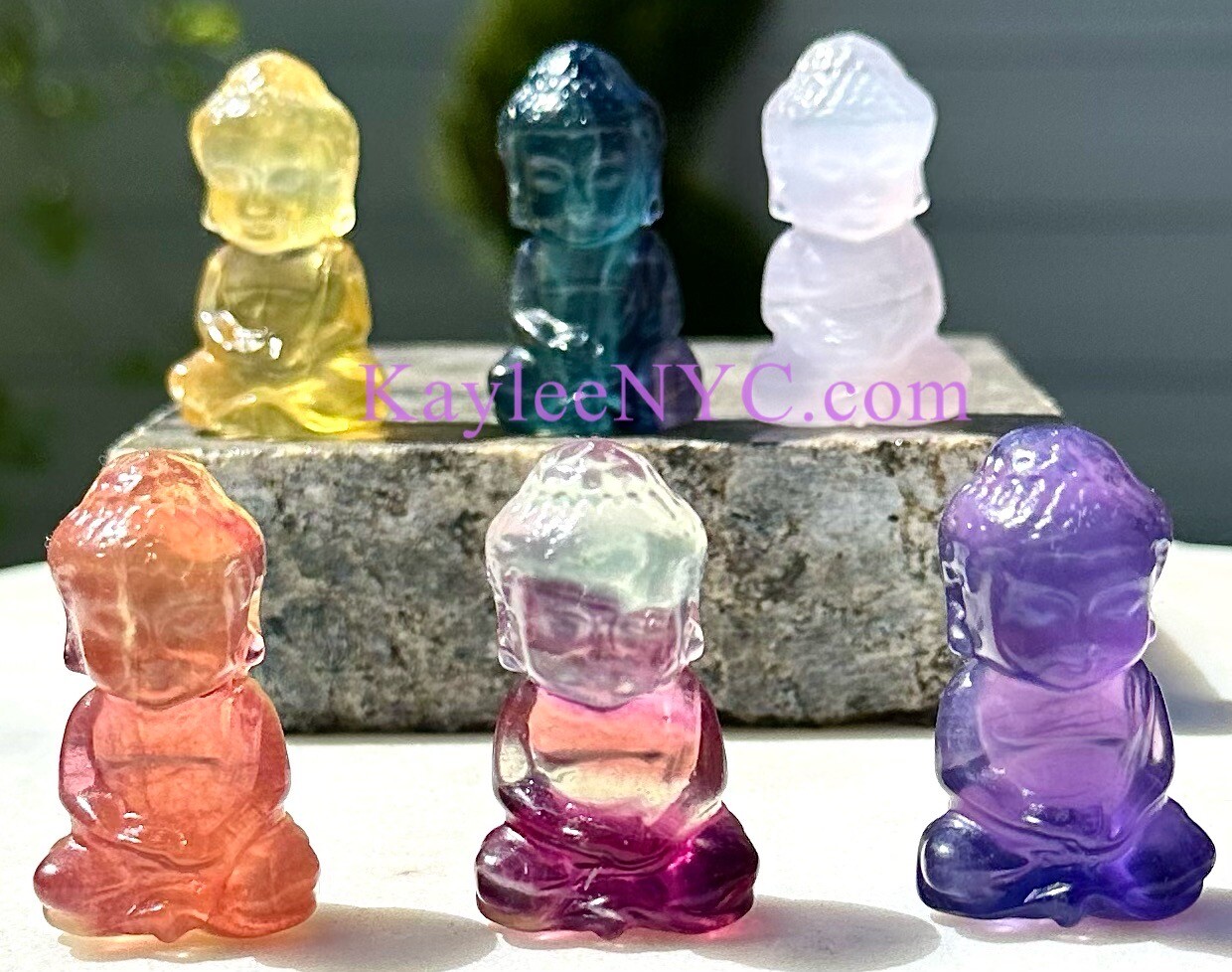 Wholesale Lot 6 PCs 4cm Natural Candy Fluorite Guanyin Crystal Healing Energy