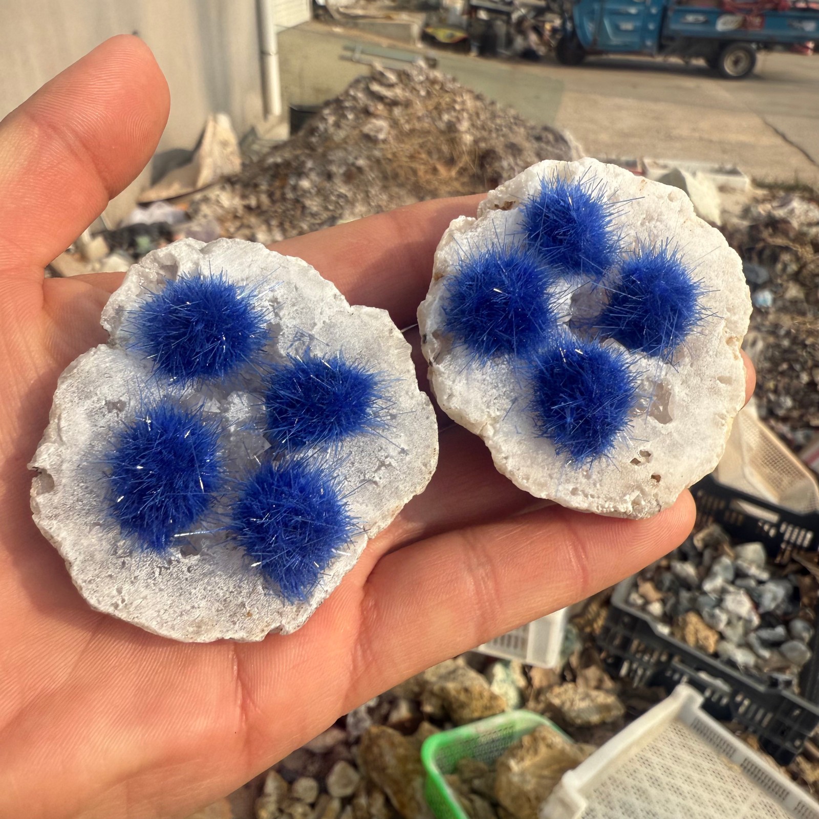 Raw Rough Dandelion Zeolite Cluster Blue Cave Quartz Crystal Decoration 10pc