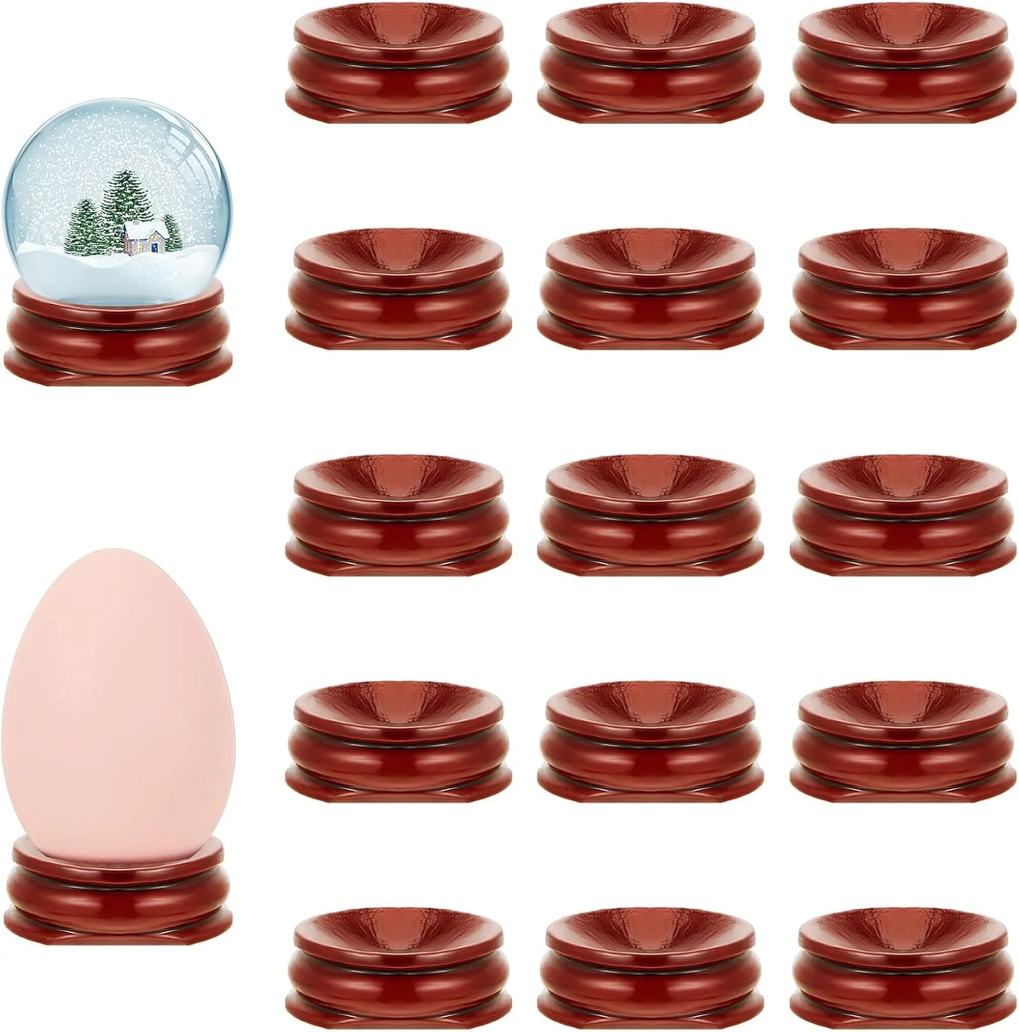 15 Pcs Sphere Stands for Display Crystal, Crystal Holder Wood Egg Ball Stand Sto