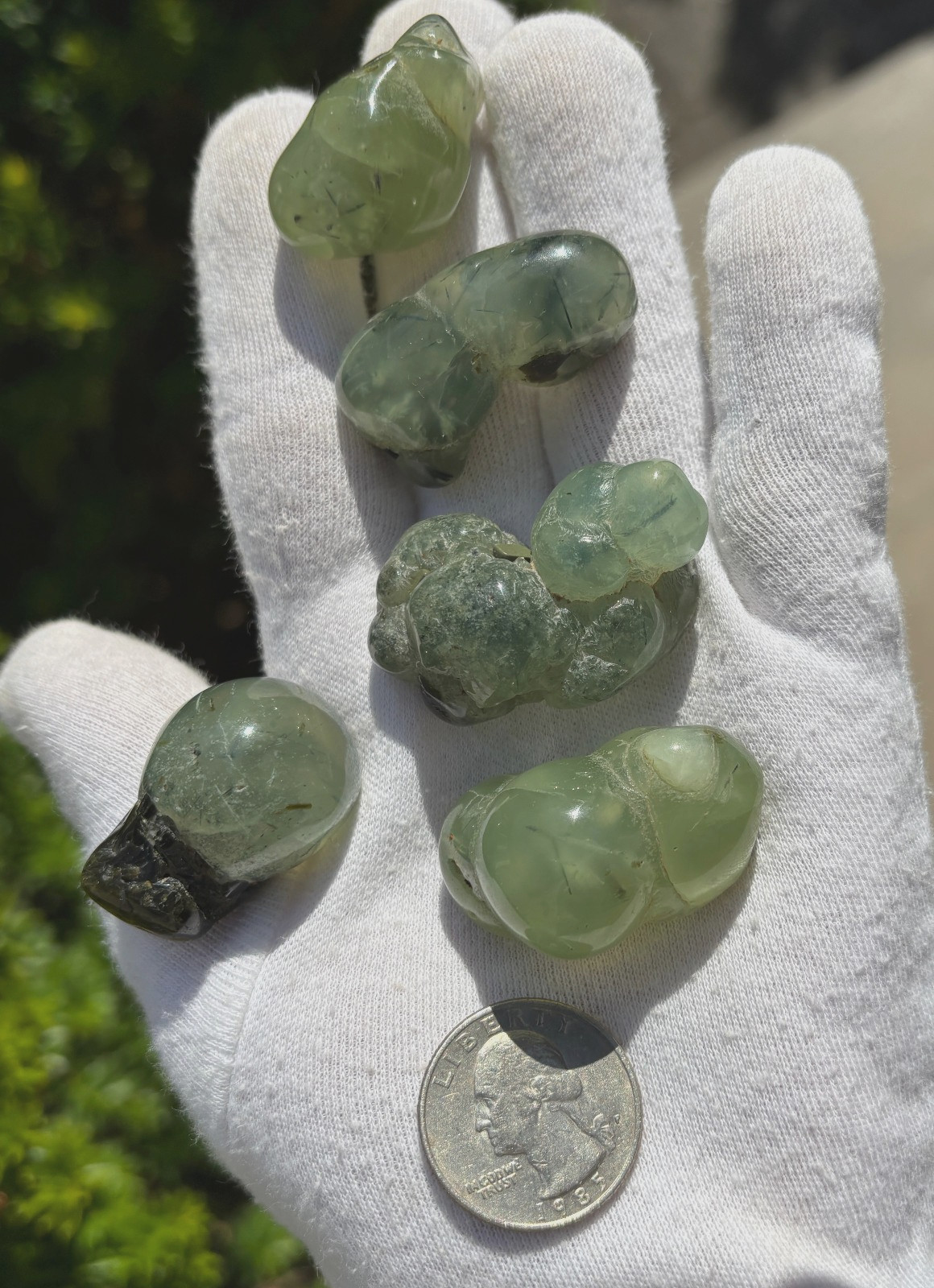 USA SALE 120g LOT 5 PREHNITE & EPIDOTE BOTRYOIDAL TUMBLES TUMBLE STONE STONES
