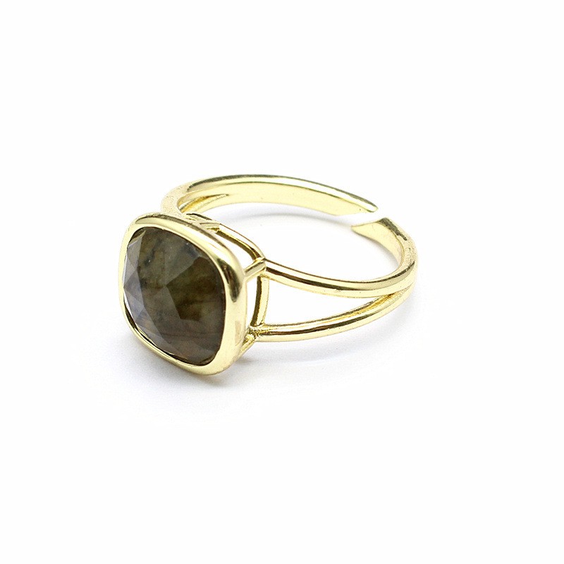 3-5PCS Natural crystal personalized retro natural stone square ring