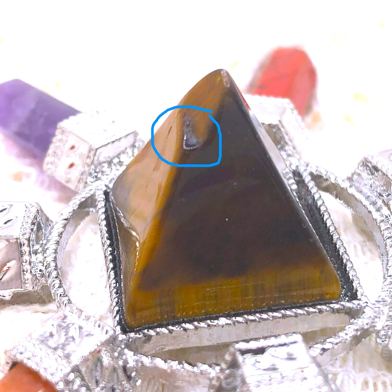 SEVEN CHAKRA STONES -Obelisks with Pyramid Center – ALTAR CENTERPIECE – Wicca 04