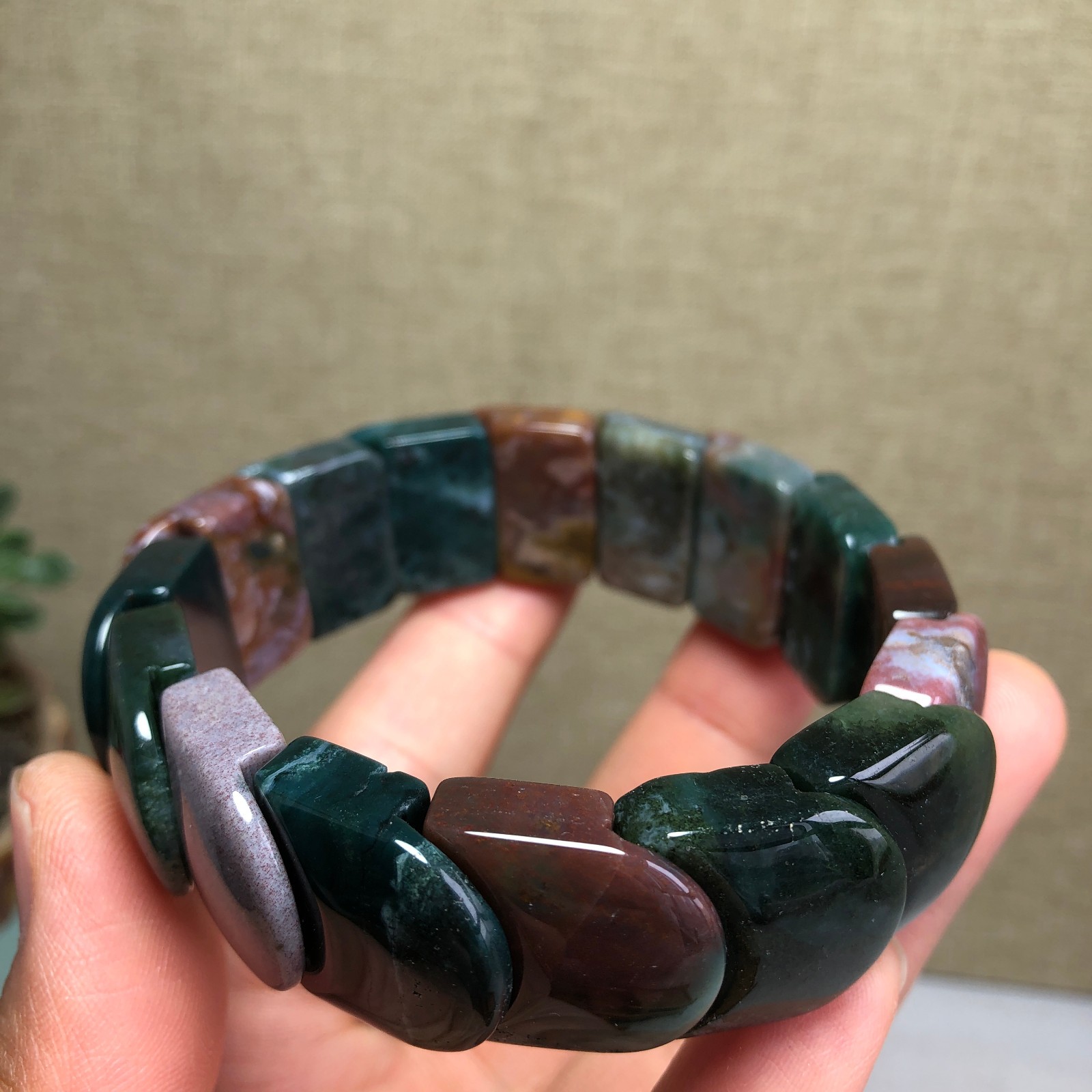Top Natural Ocean Jasper Stone Bracelet colorful Gemstone Stretch Handmade A6149
