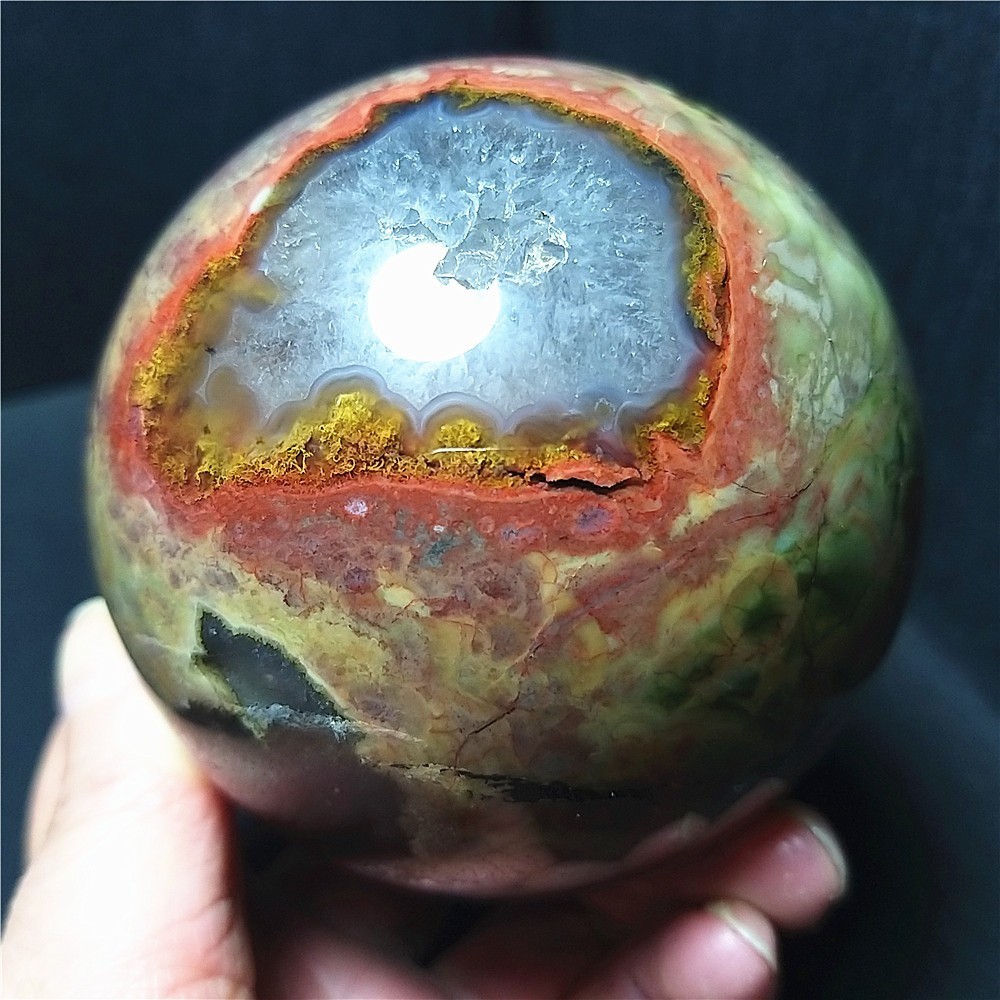 TOP 664G 78mm Natural Polished Colorful Agate Stone Sphere Ball Healing Ca900