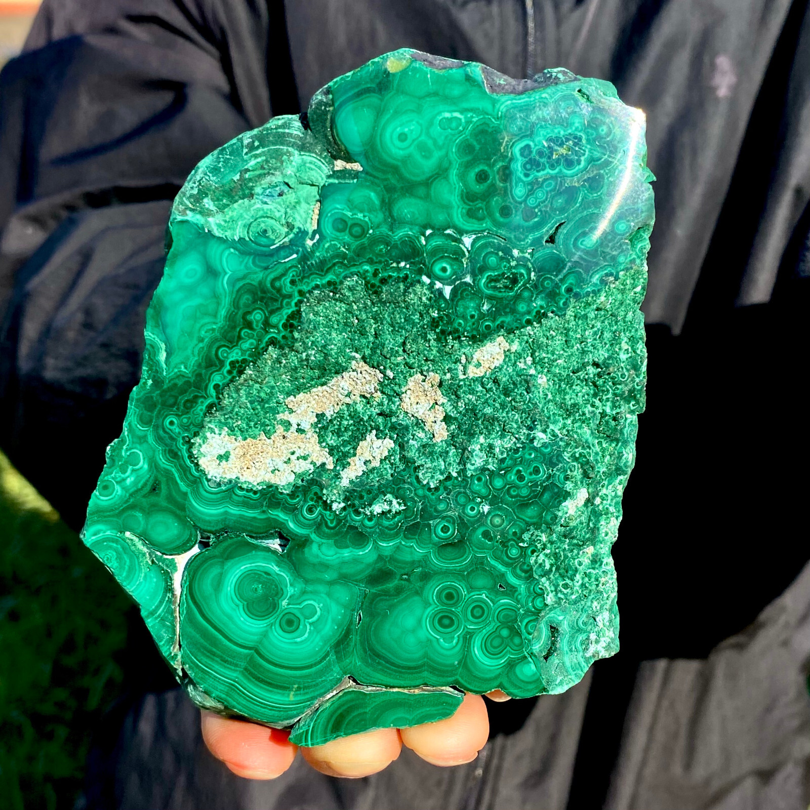 1.92LB A Pair Natural malachite slice quartz crystal luster mineral specimen
