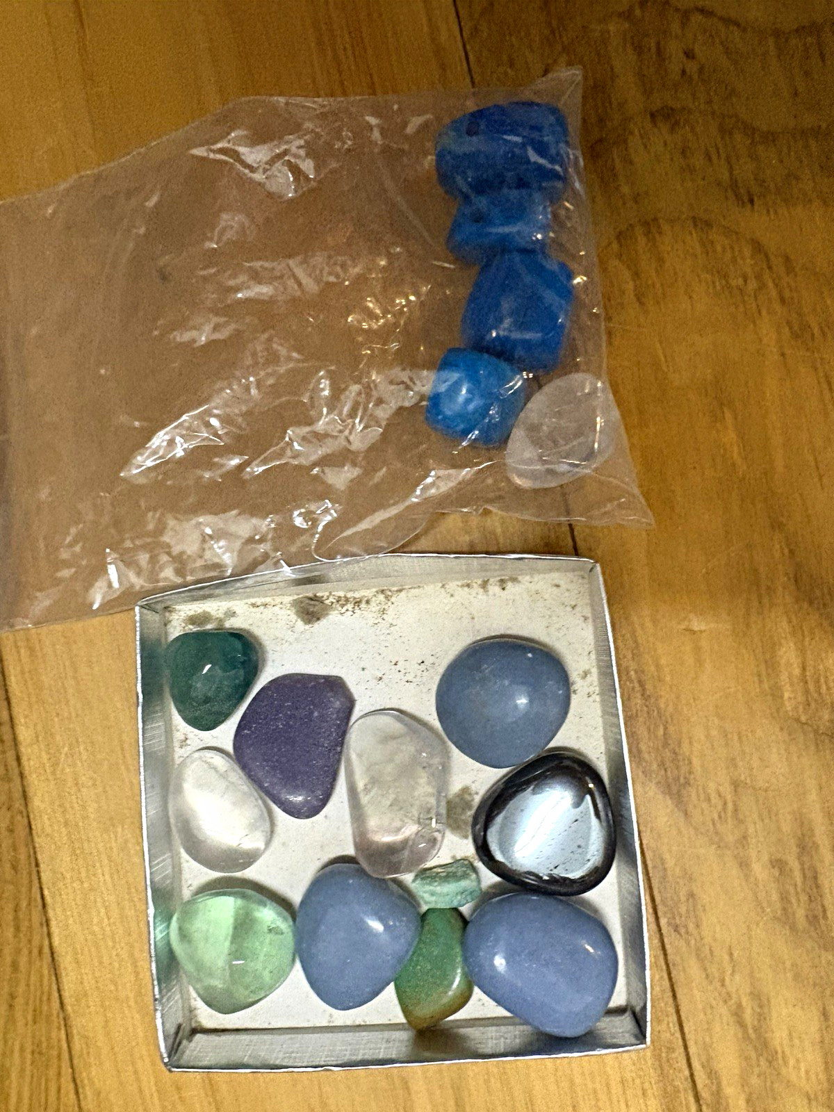 Mixed Assorted Tumbled Stones & Crystals Lot, Assorted Colors, In Box