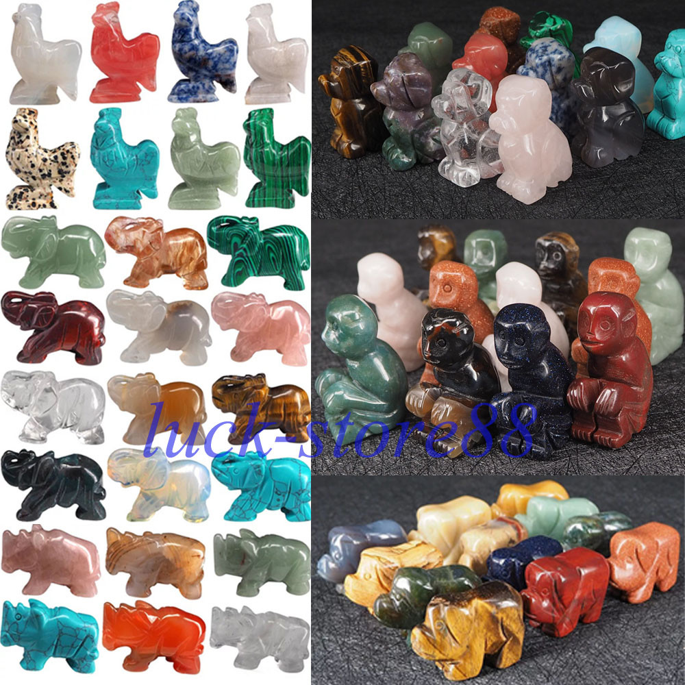 Natural Hand Carved Animal Natural Crystal Healing Gemstone Carving Specimen 2″