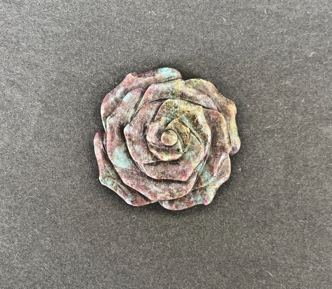 Premium Ruby Kyanite Flower Carving 66mm Sculpture Natural Healing Crystal 170g