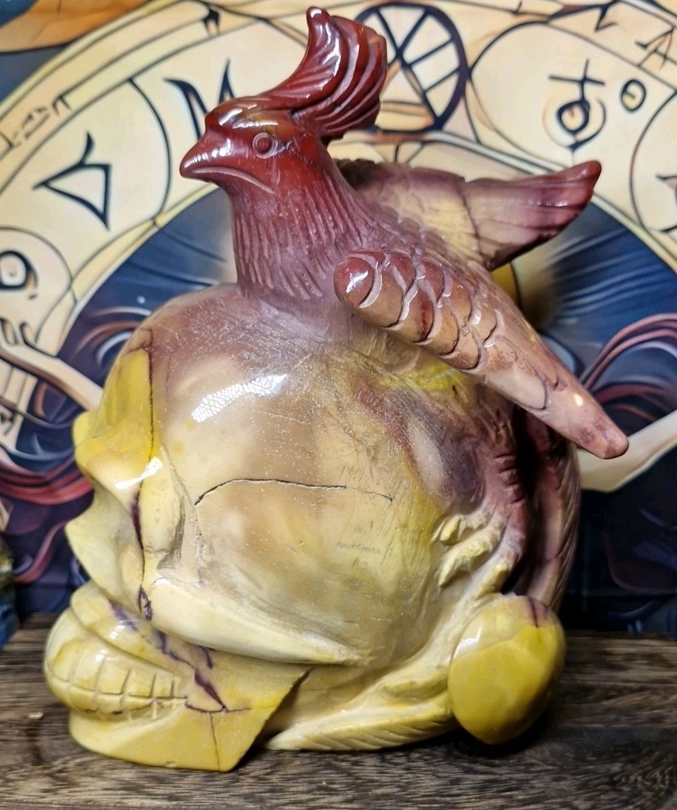 Mookaite Crystal Phoenix Skull – Big Hand Carved 2.46kg Statement Piece