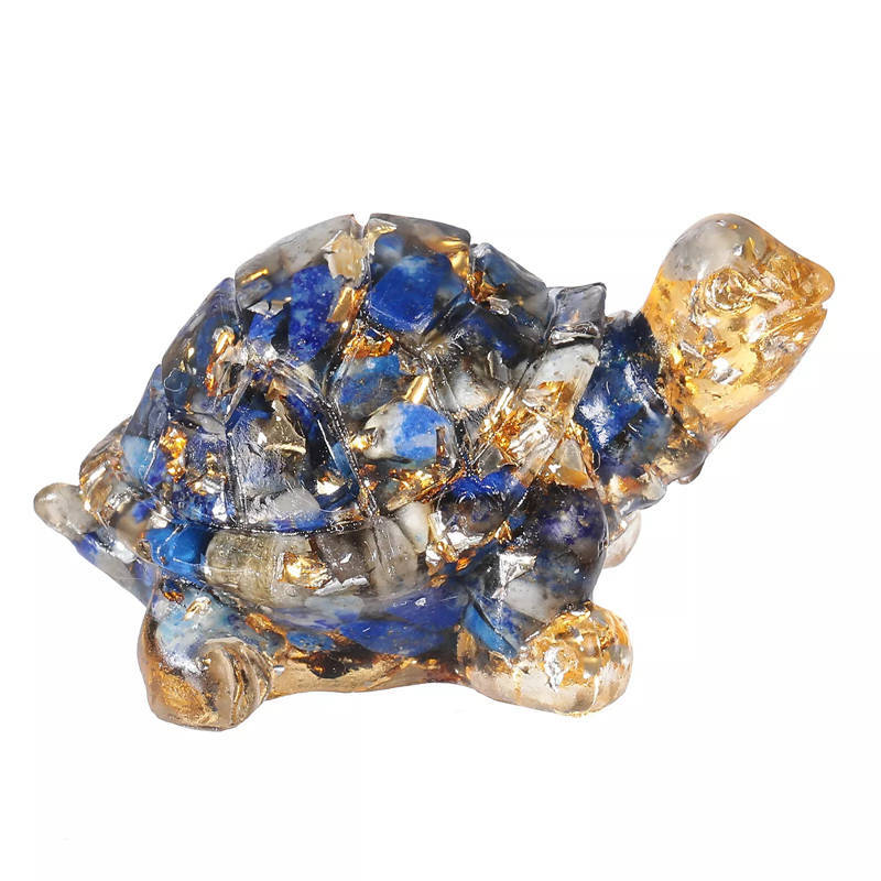 Natural Lapis Lazuli Quartz Crystal Tortoise Epoxy Resin Gemstone Turtle Healing