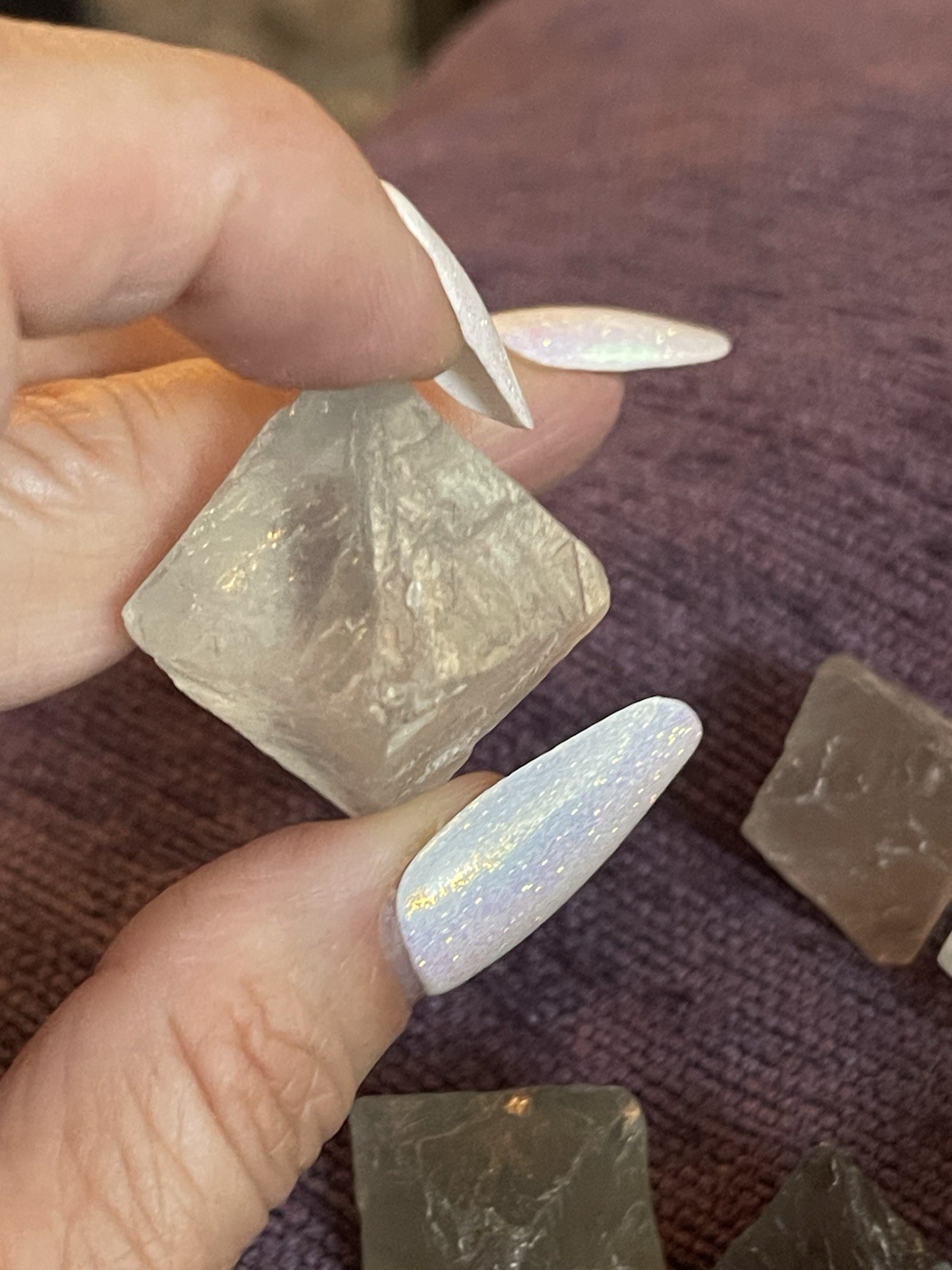 Fluorite Octahedron Crystal Lot Of Six