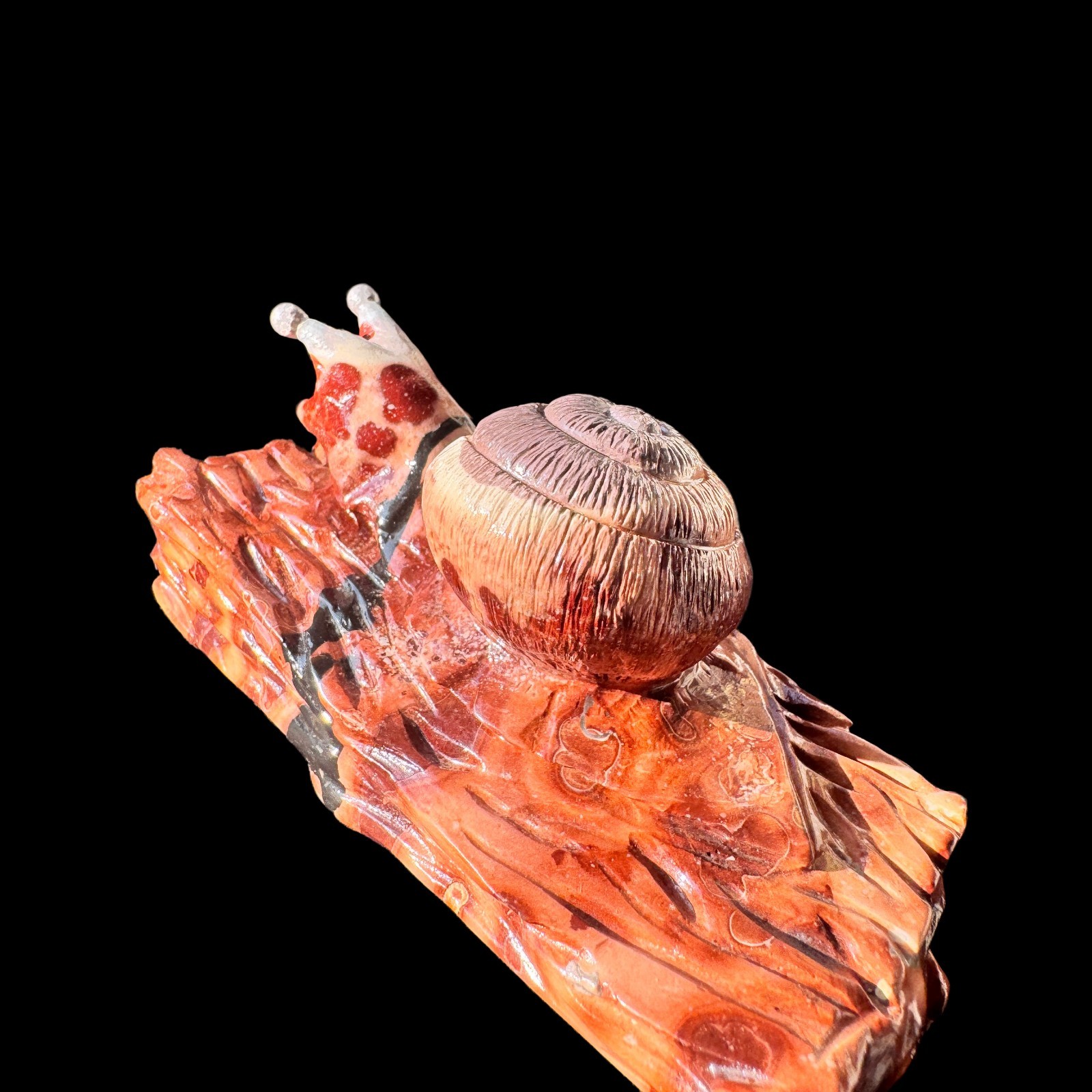 Hand Carved Natural Stone Snail Sculpture – Symbol of Patience, Free Shipping