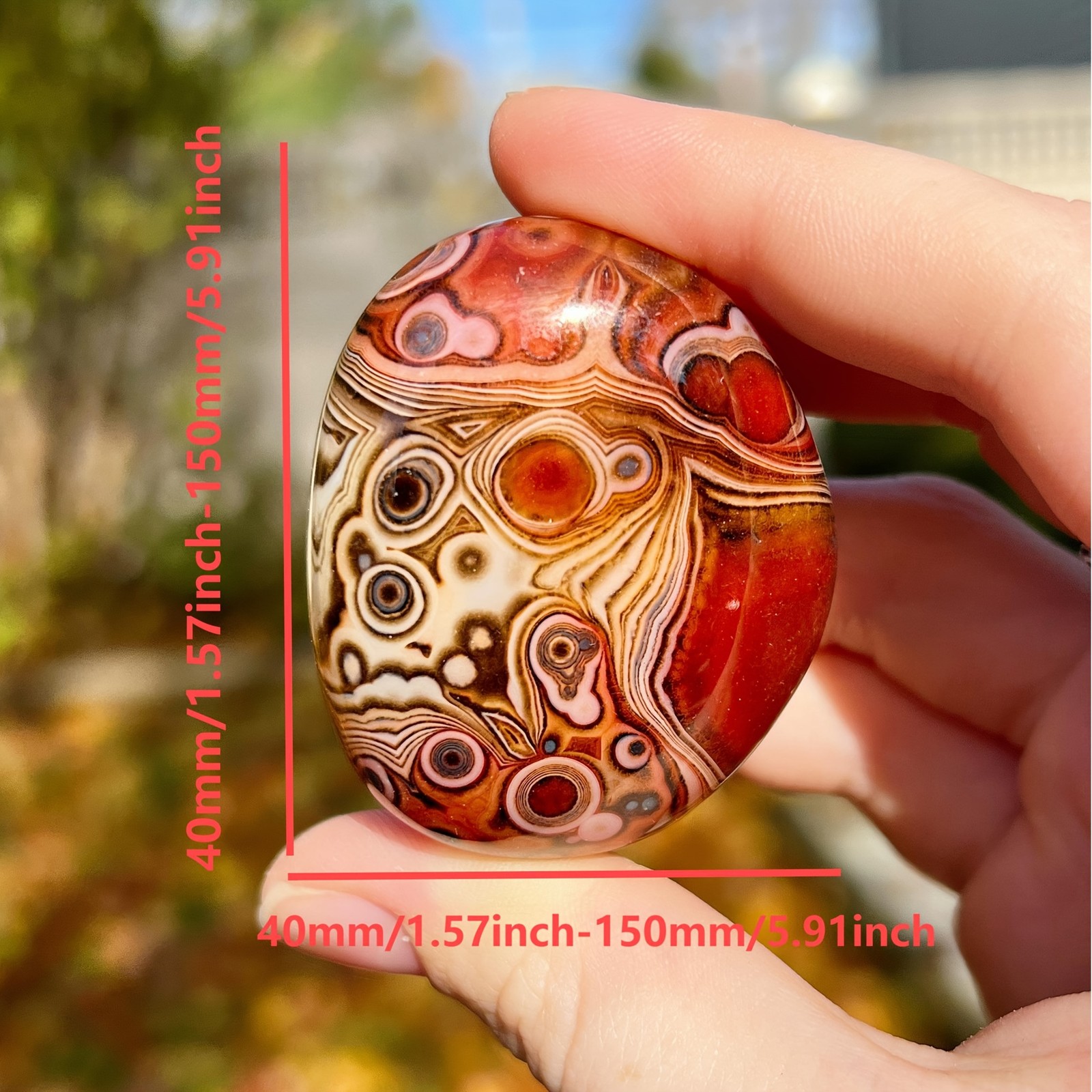 Black Red Sardonyx Agate Crystal Palm Stone Freeform Mineral Healing Decor Gift