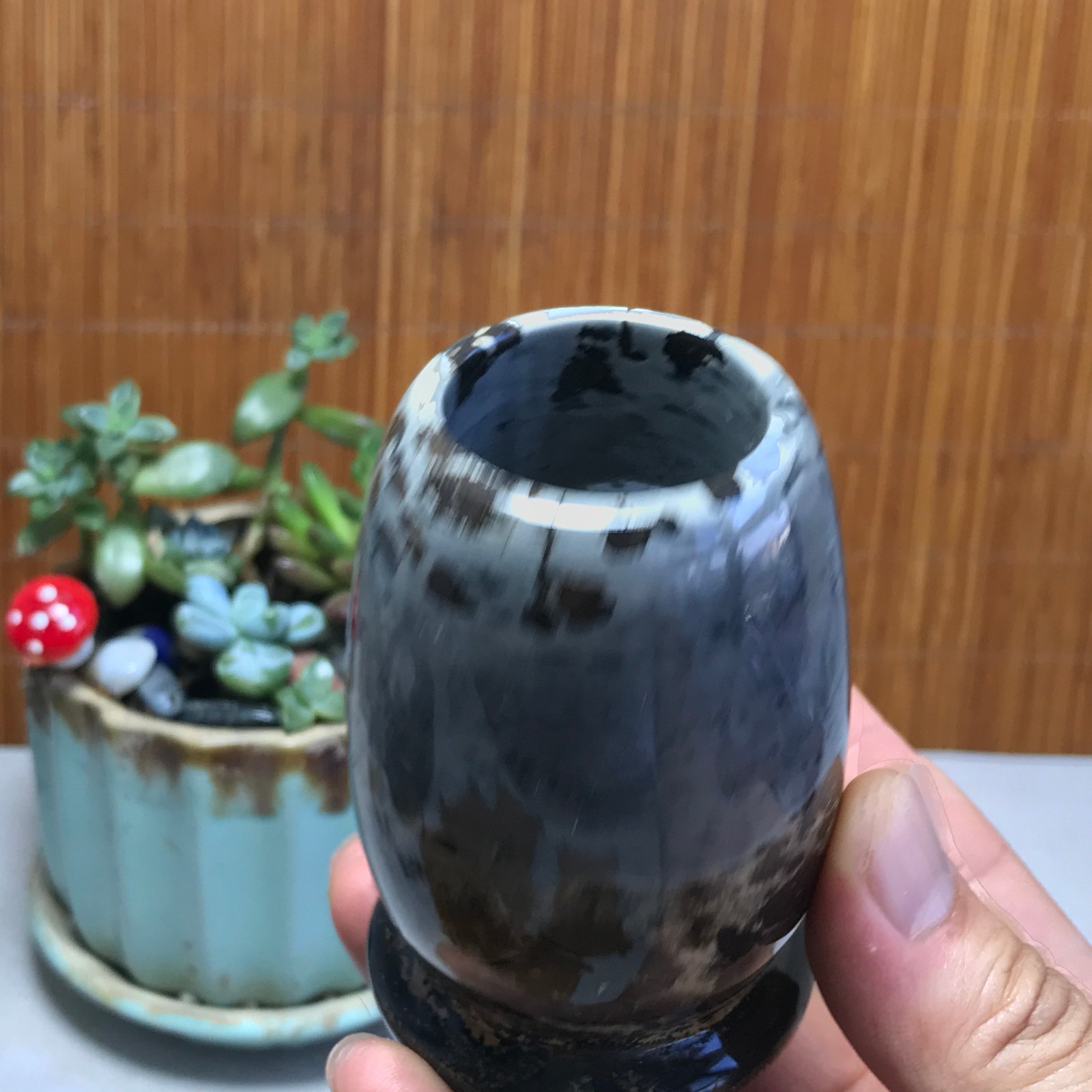 Natural Chinese painting vase stone crystal ornaments for home decoration A5720