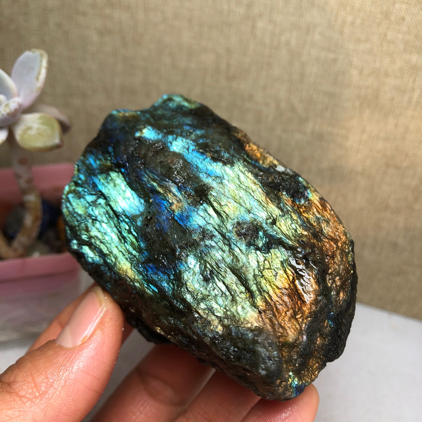 67mm Natural Labradorite Crystal gemstone rough original Specimen 212g A2627