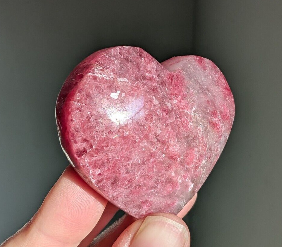 Pink Rhodonite Heart Carving Crystal Chakra Gemstone Mineral
